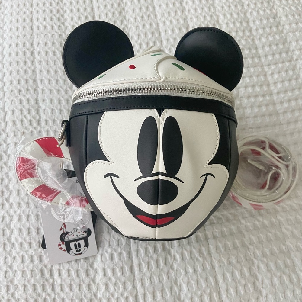 Loungefly Disney Mickey Mouse Hot Cocoa Mug Holiday Crossbody Bag NWT Christmas